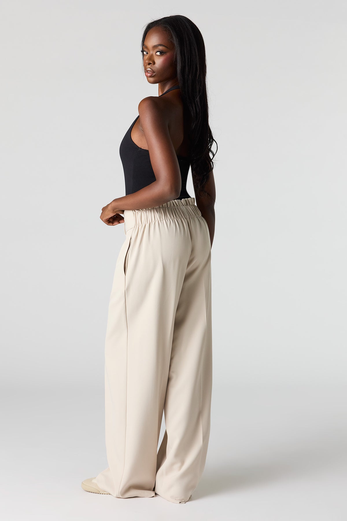 Alt View 3. Belted Wide Leg Dress Pant - Tan