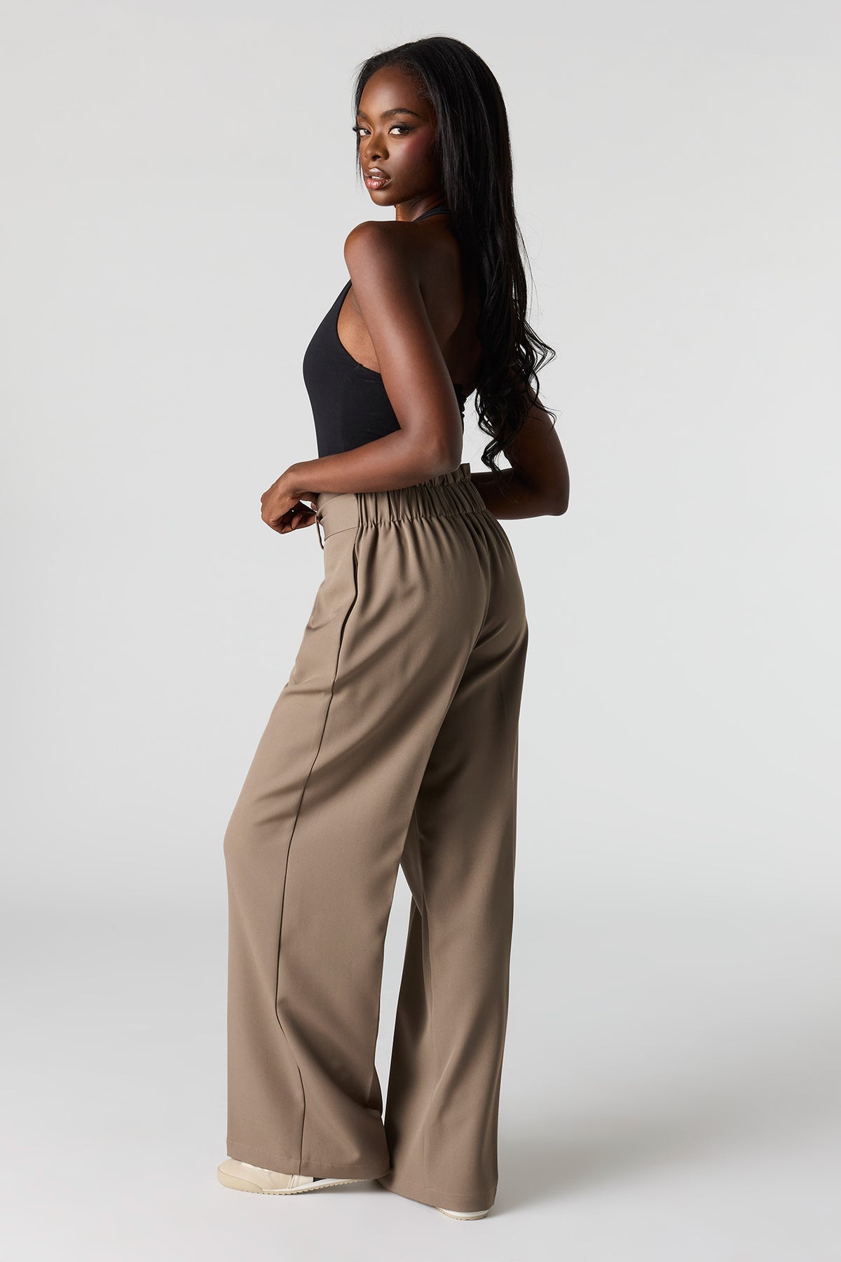 Alt View 3. Belted Wide Leg Dress Pant - Taupe