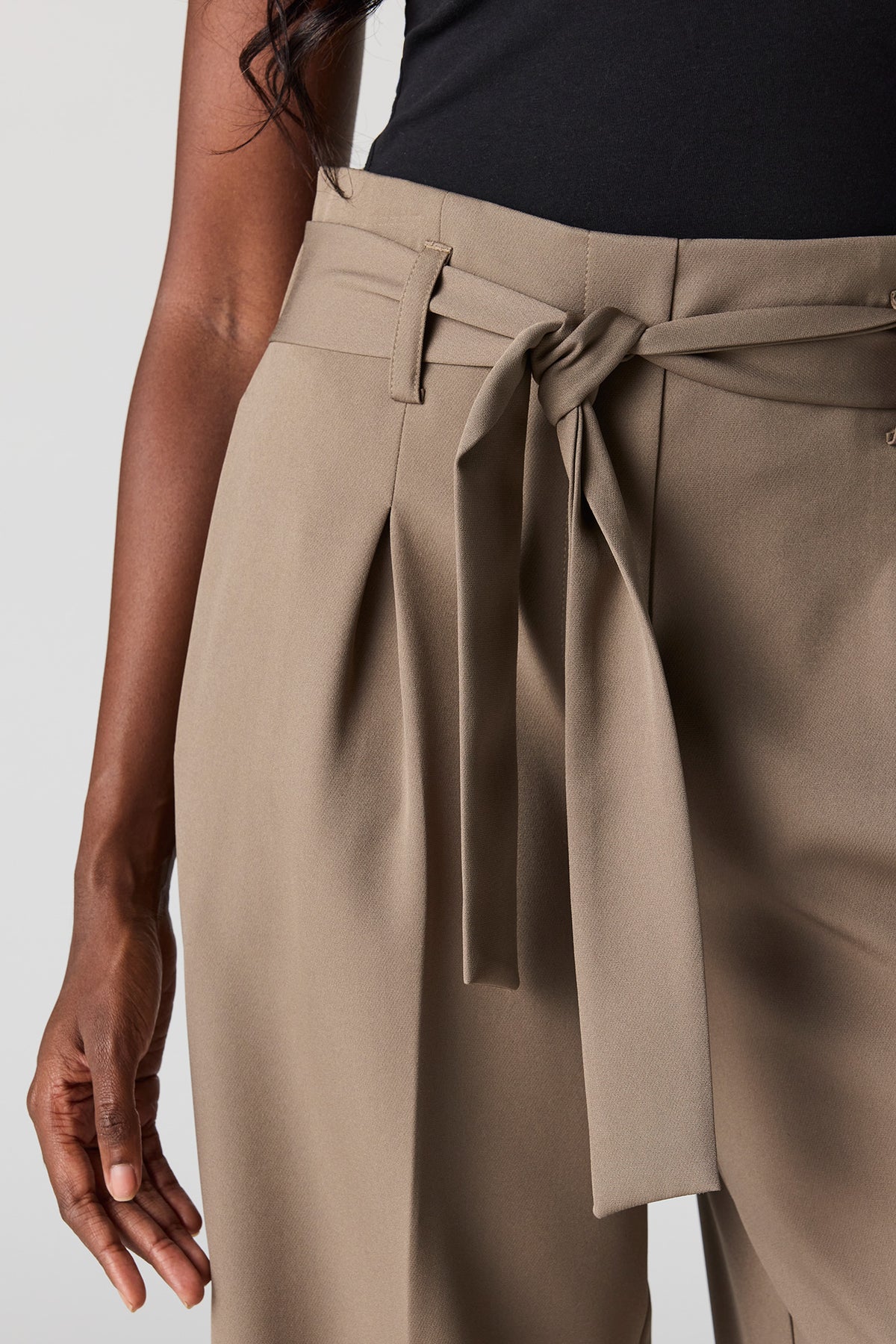Alt View 4. Belted Wide Leg Dress Pant - Taupe