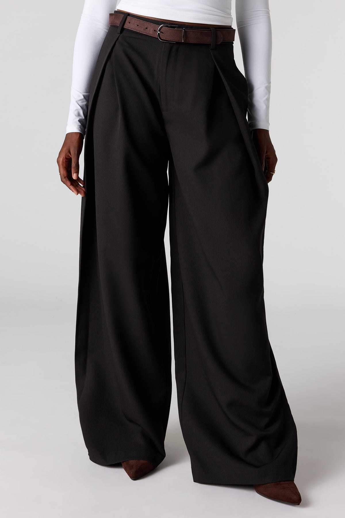 Alt View 2. Baggy Dress Pant with Belt - Black