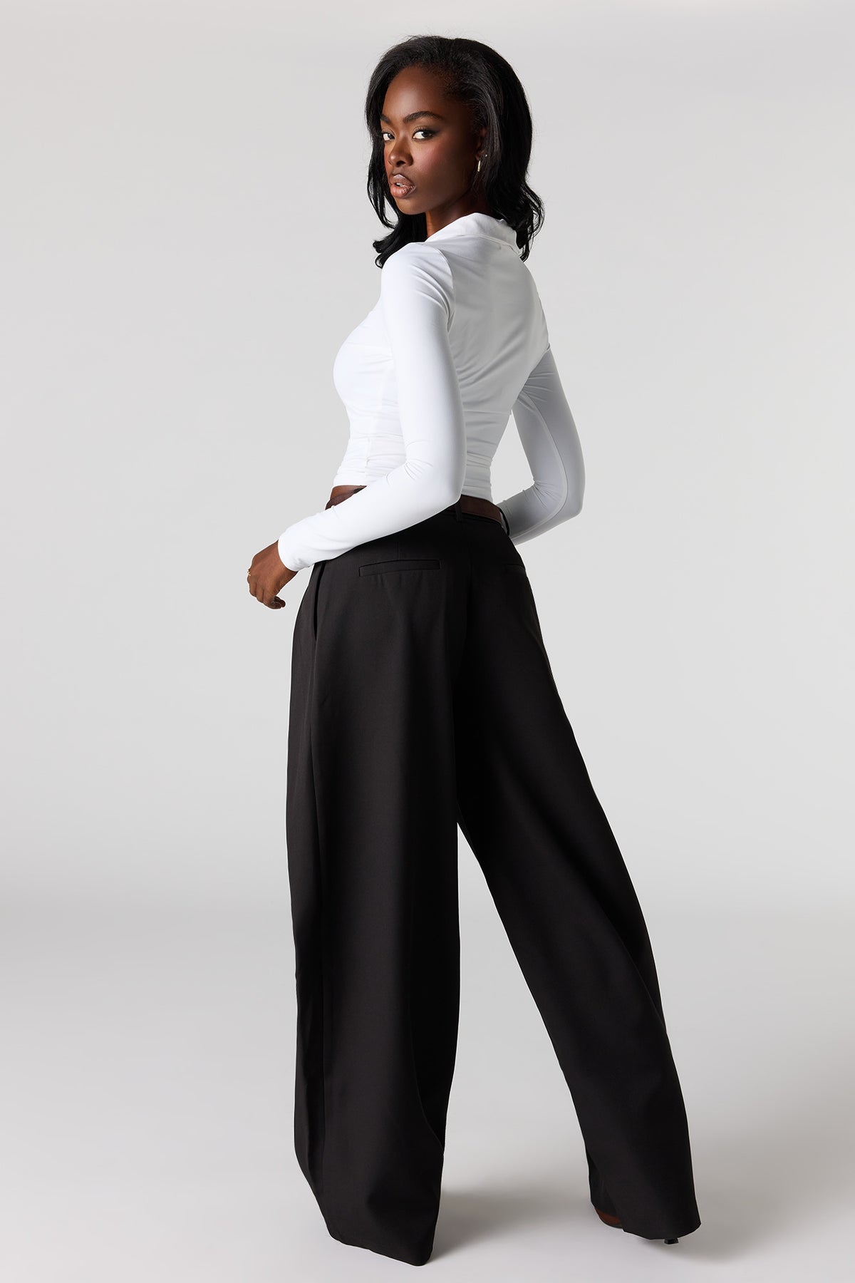 Alt View 3. Baggy Dress Pant with Belt - Black