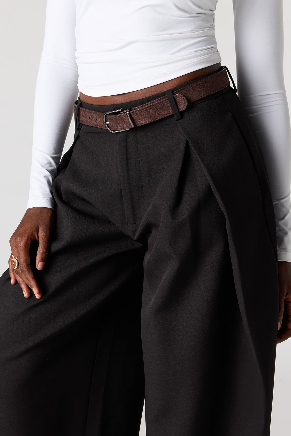 Alt View 4. Baggy Dress Pant with Belt - Black