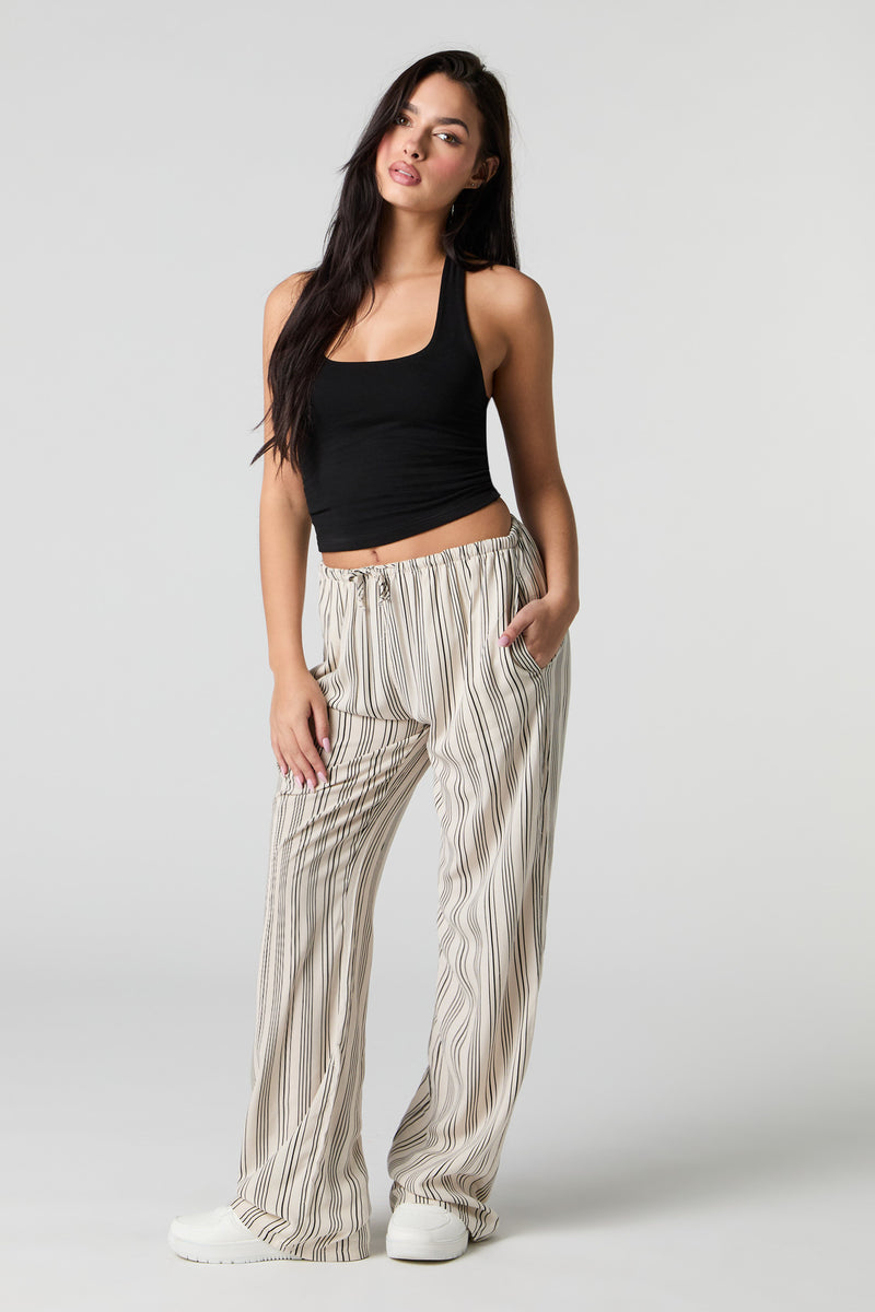 Striped Drawstring Wide Leg Pant