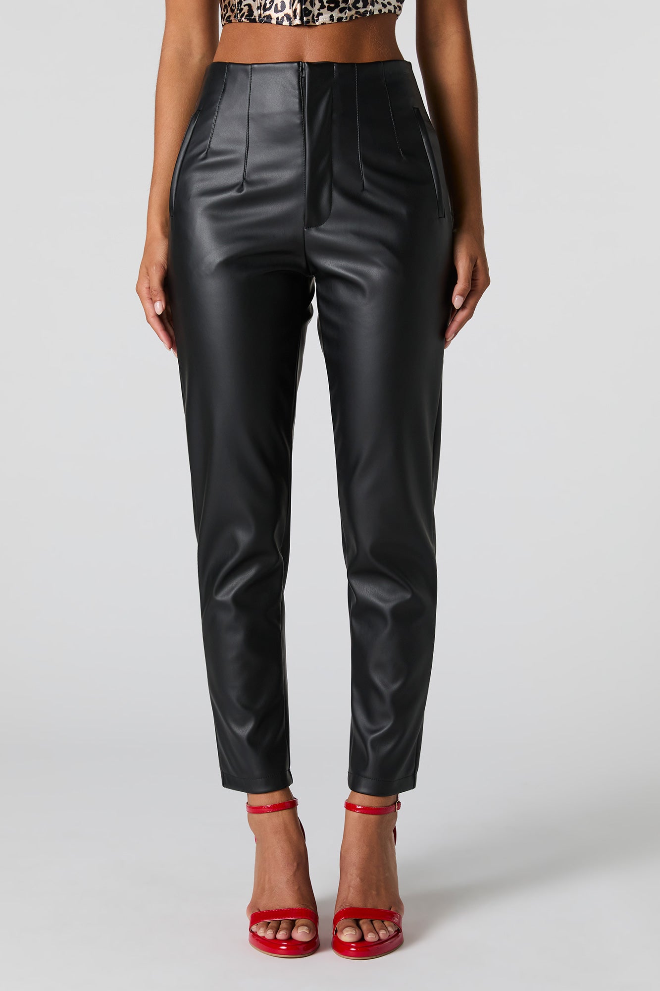 Faux Leather Pleated Pant