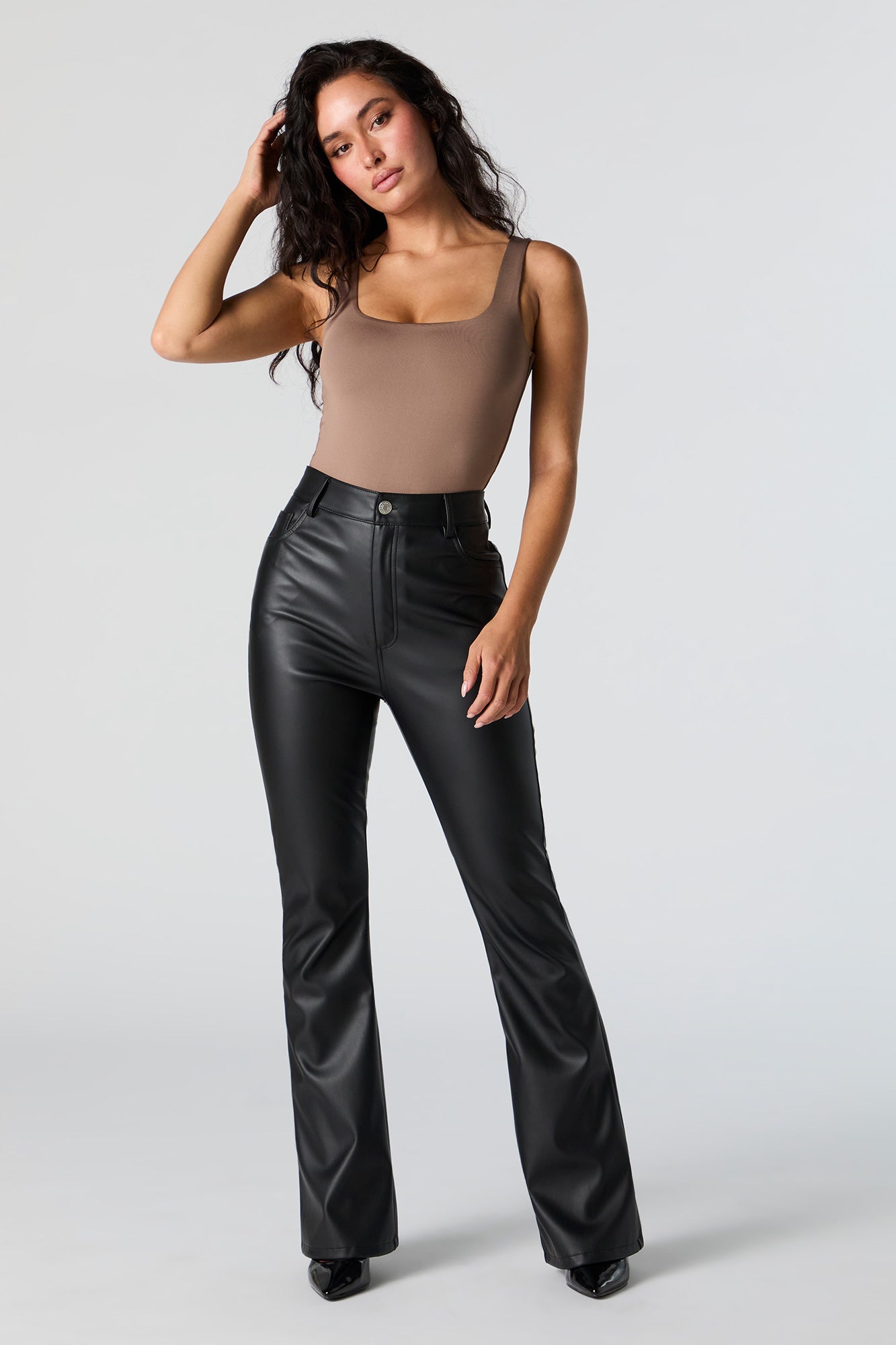 Faux Leather Flare Pant