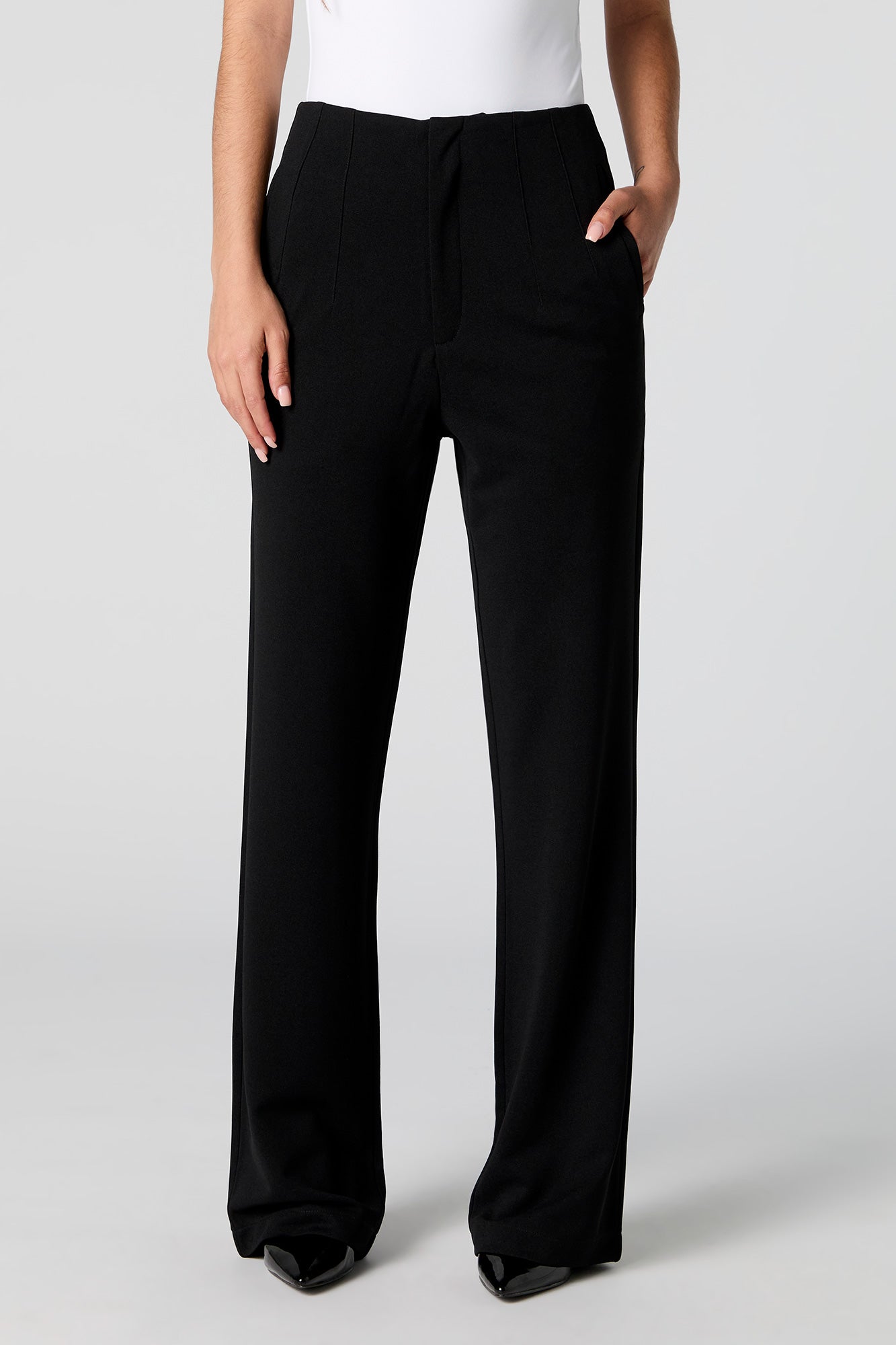 Crepe Pleated Flare Dress Pant