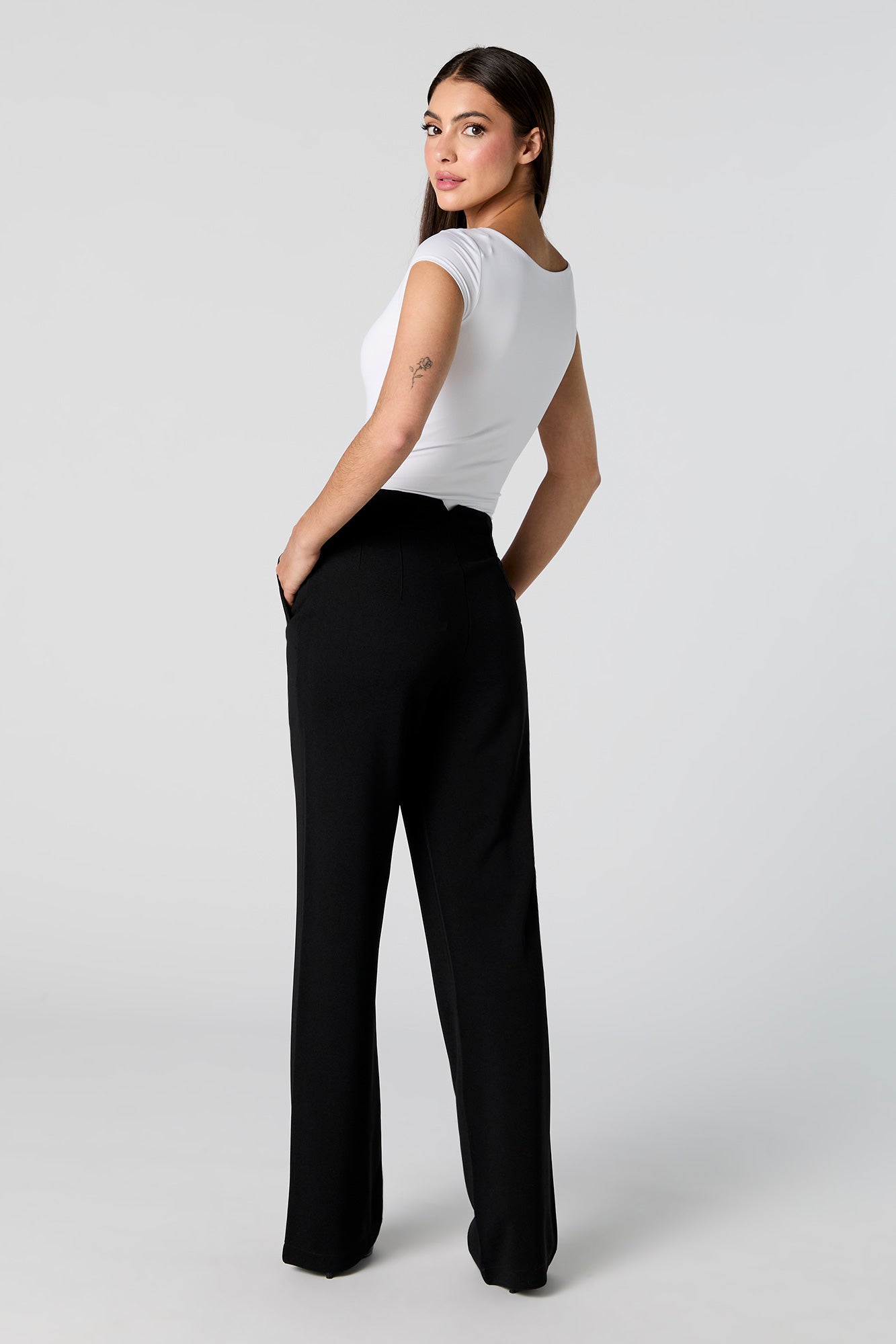 Crepe Pleated Flare Dress Pant