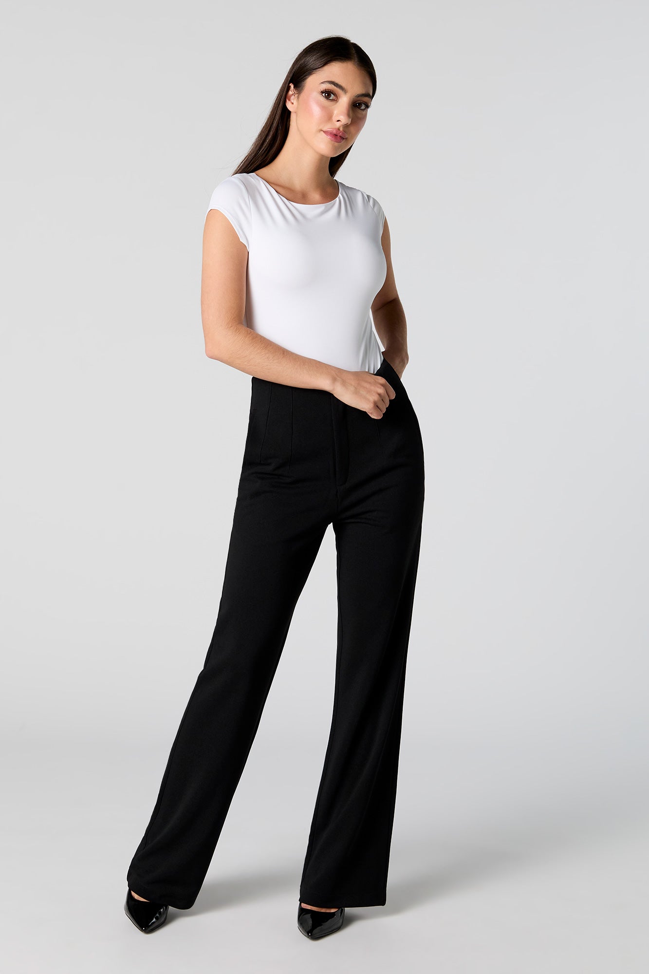 Crepe Pleated Flare Dress Pant