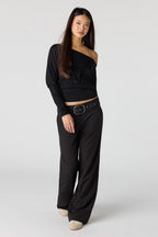Pantalon à jambe large avec ceinture