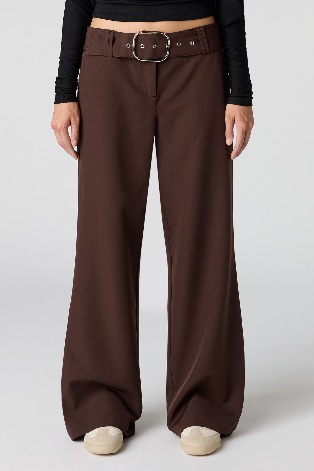 Alt View 2. Belted Wide Leg Pant - Brown