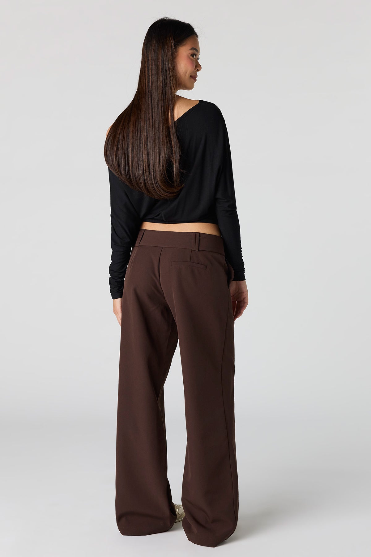 Alt View 3. Belted Wide Leg Pant - Brown