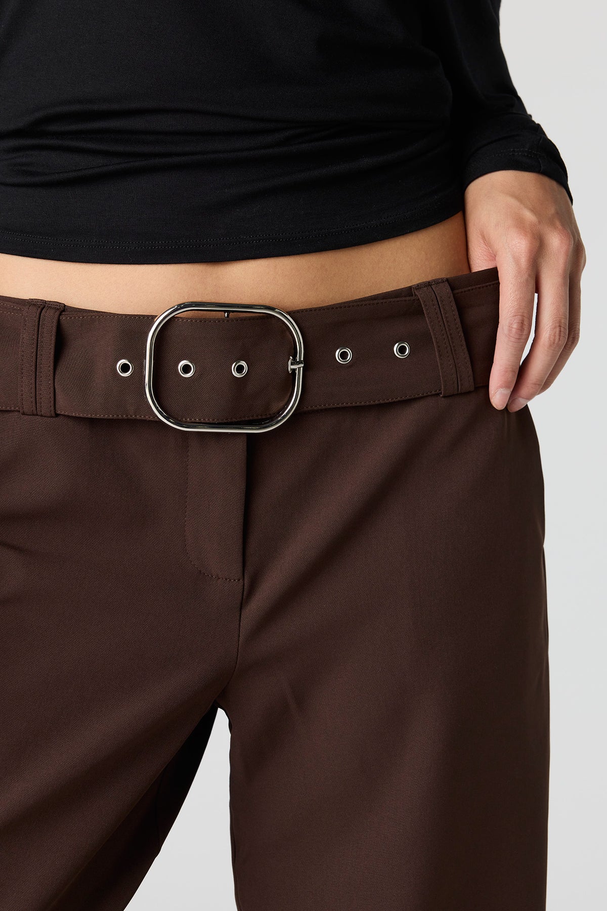 Alt View 4. Belted Wide Leg Pant - Brown