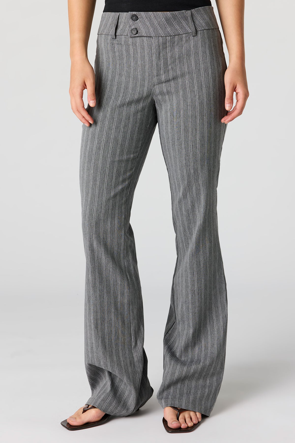 Alt View 2. Mid Rise Flare Dress Pant - Charcoal