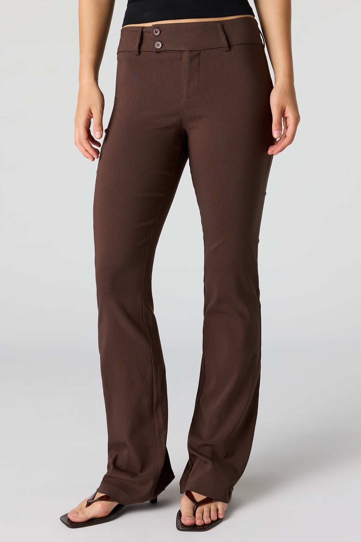 Alt View 2. Mid Rise Flare Dress Pant - Brown