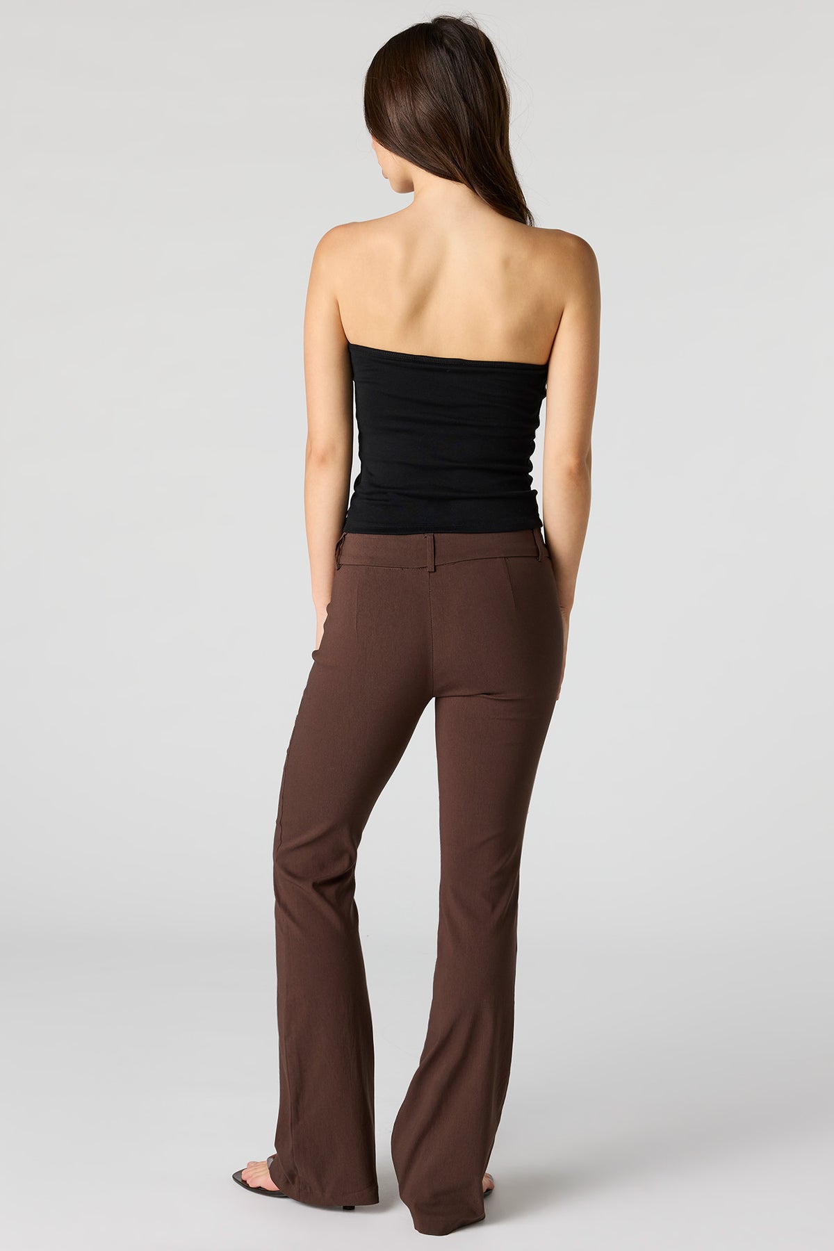 Alt View 3. Mid Rise Flare Dress Pant - Brown