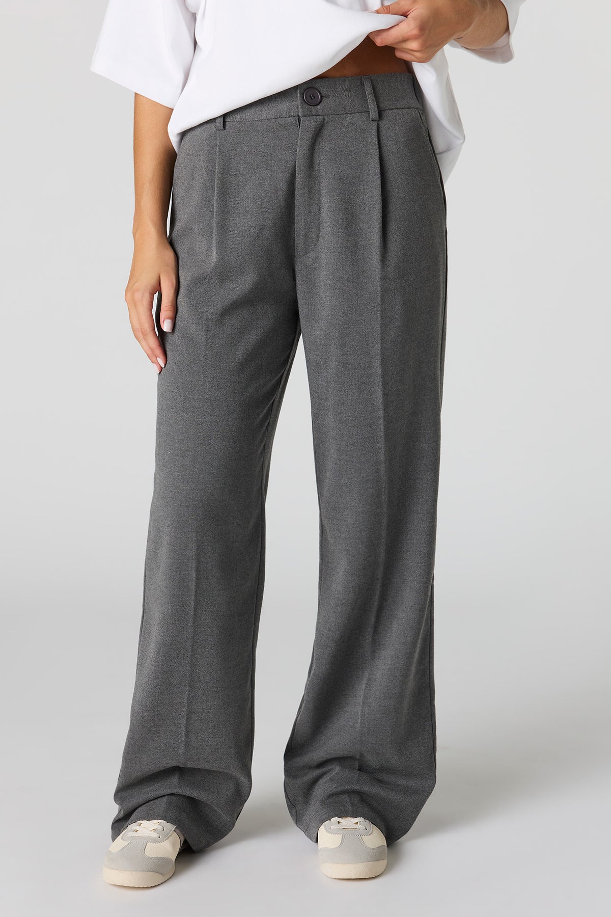 Alt View 2. Wide Leg Dress Pant - Heather Grey