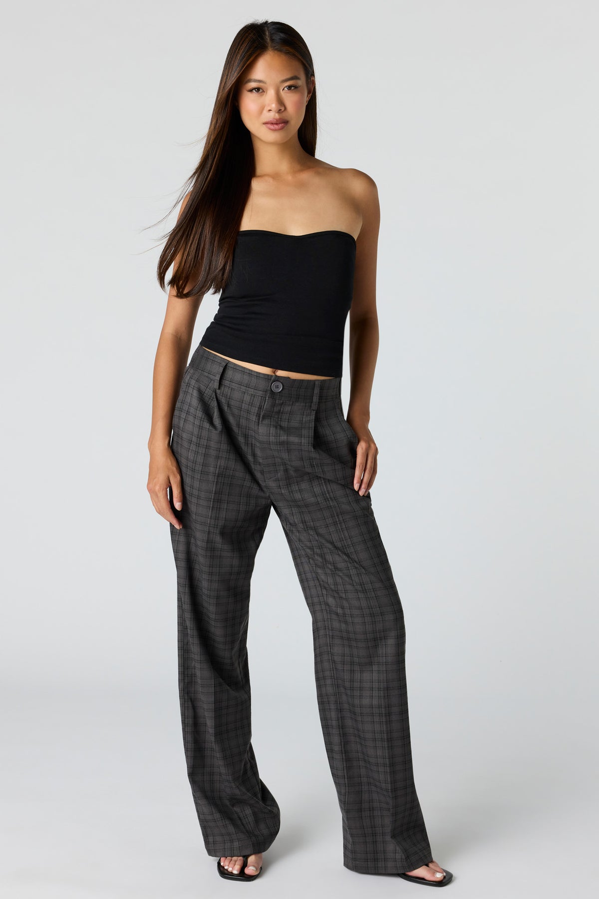 Belted Wide Leg Dress Pant - Charcoal