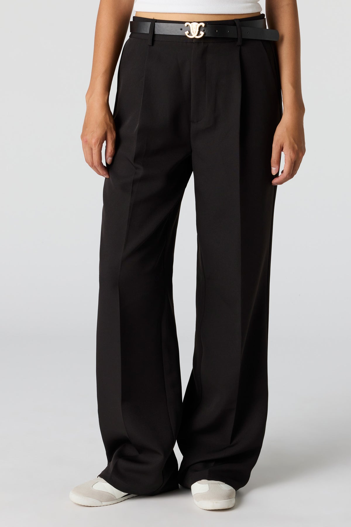 Alt View 2. Belted Wide Leg Dress Pant - Black