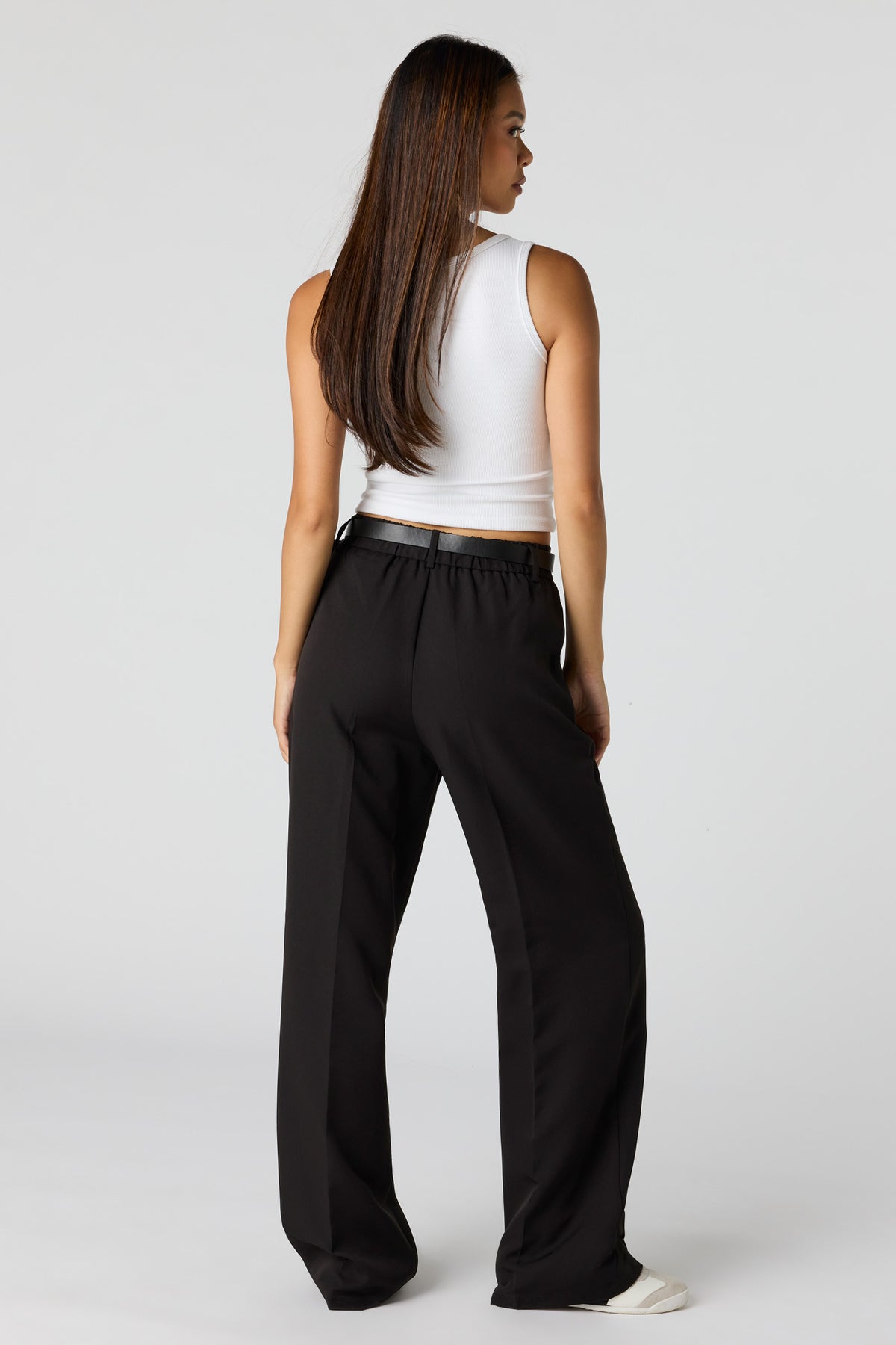 Alt View 3. Belted Wide Leg Dress Pant - Black