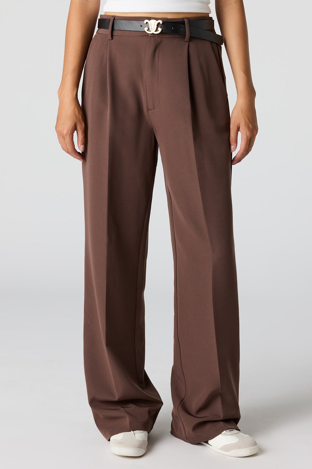 Alt View 2. Belted Wide Leg Dress Pant - Light Brown