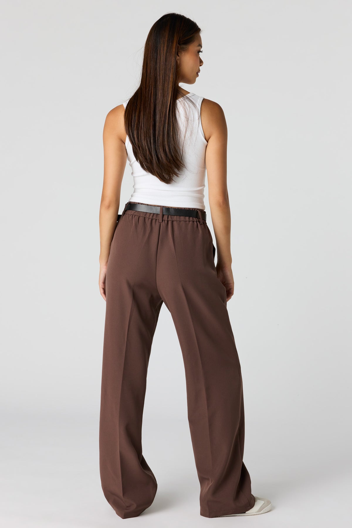 Alt View 3. Belted Wide Leg Dress Pant - Light Brown