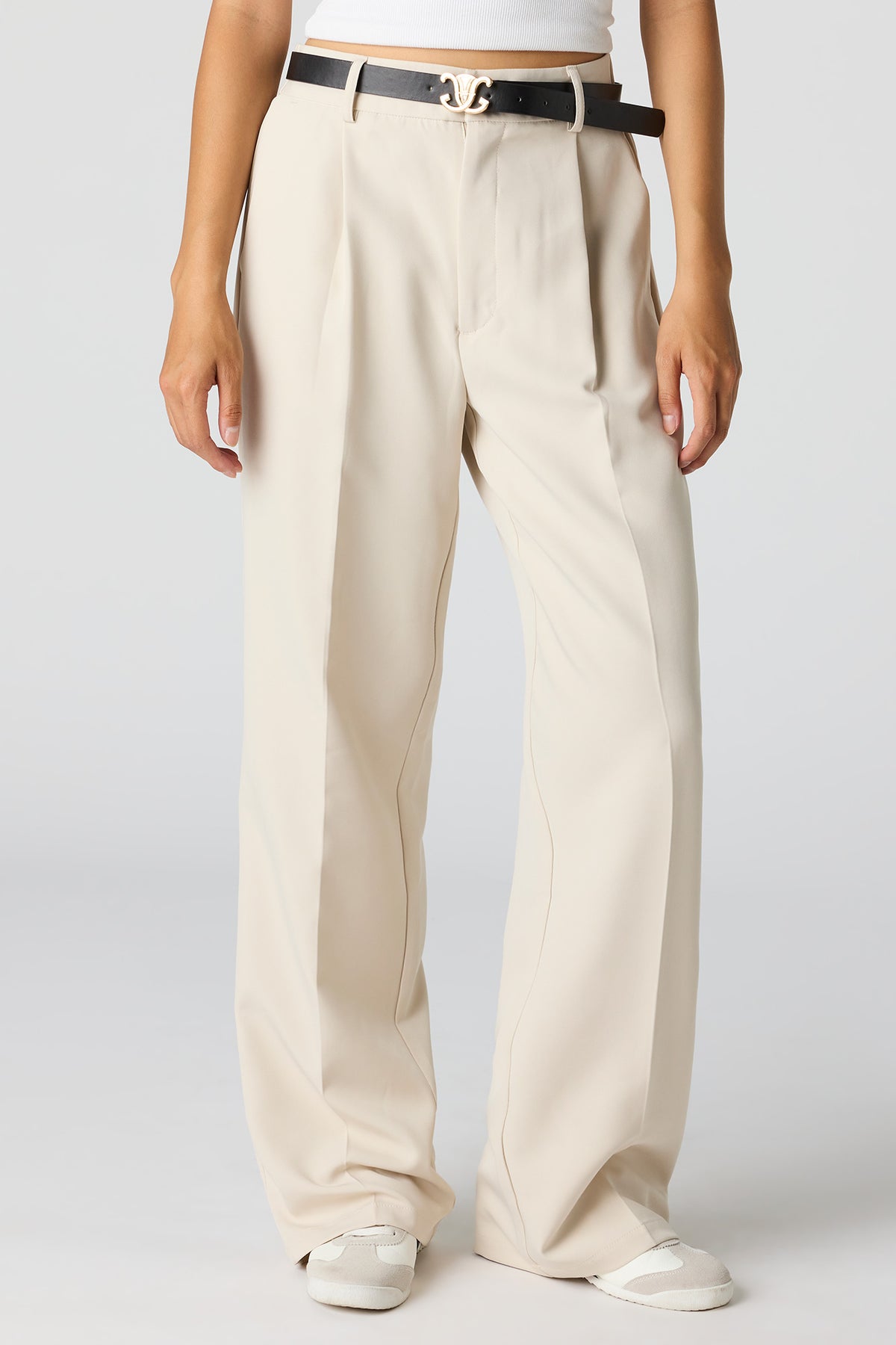 Alt View 2. Belted Wide Leg Dress Pant - Tan