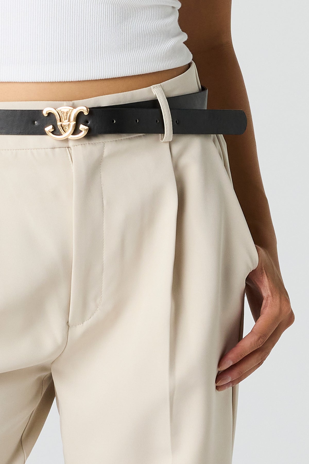 Alt View 4. Belted Wide Leg Dress Pant - Tan