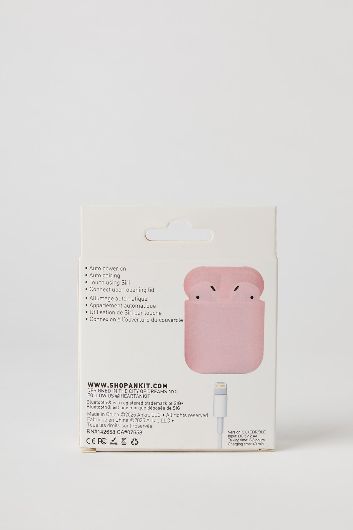 Alt View 5. Wireless Bluetooth Earbuds & Charging Case - Rose