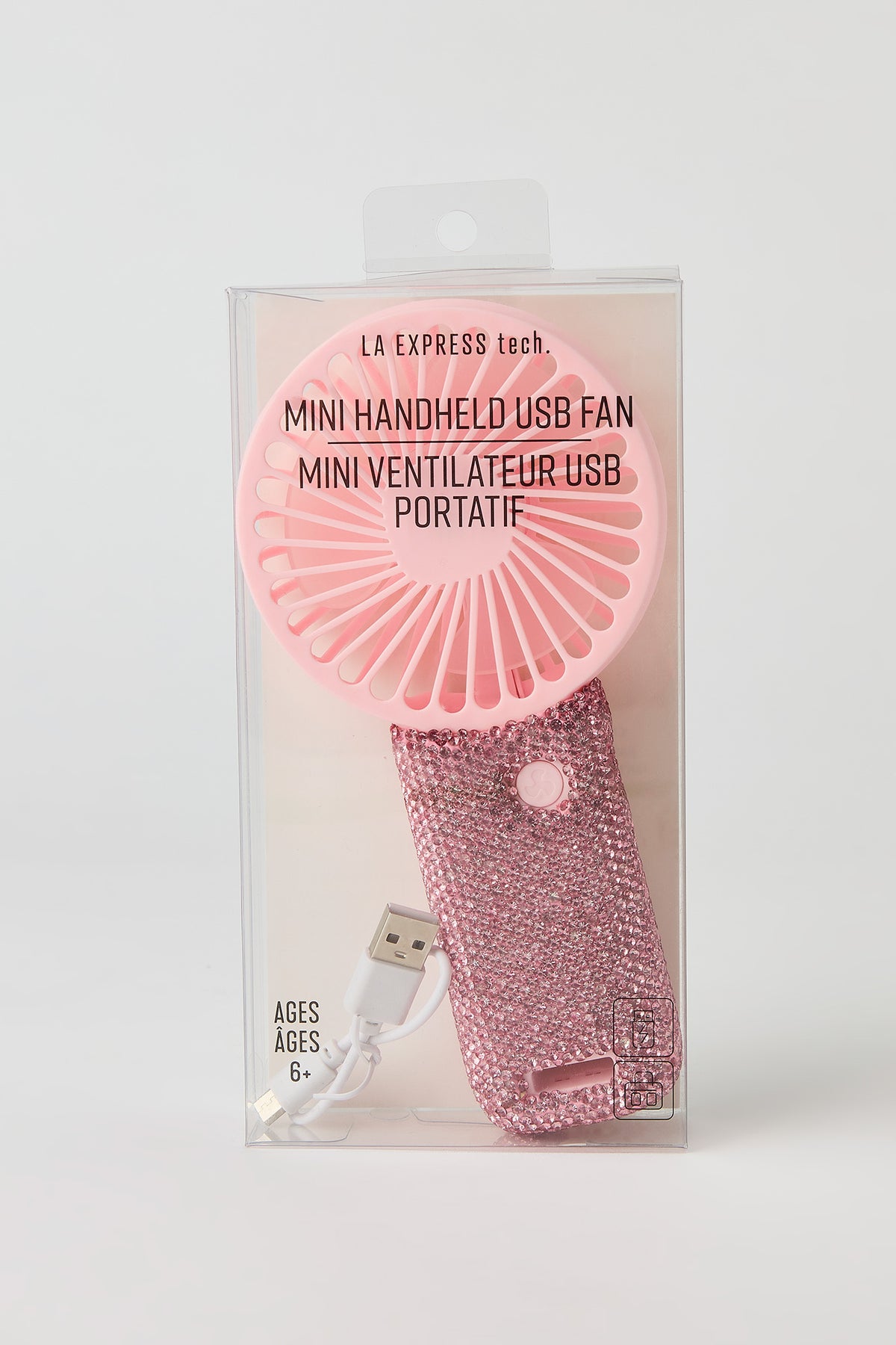 Alt View 3. Rhinestone Handheld Mini Fan - Pink