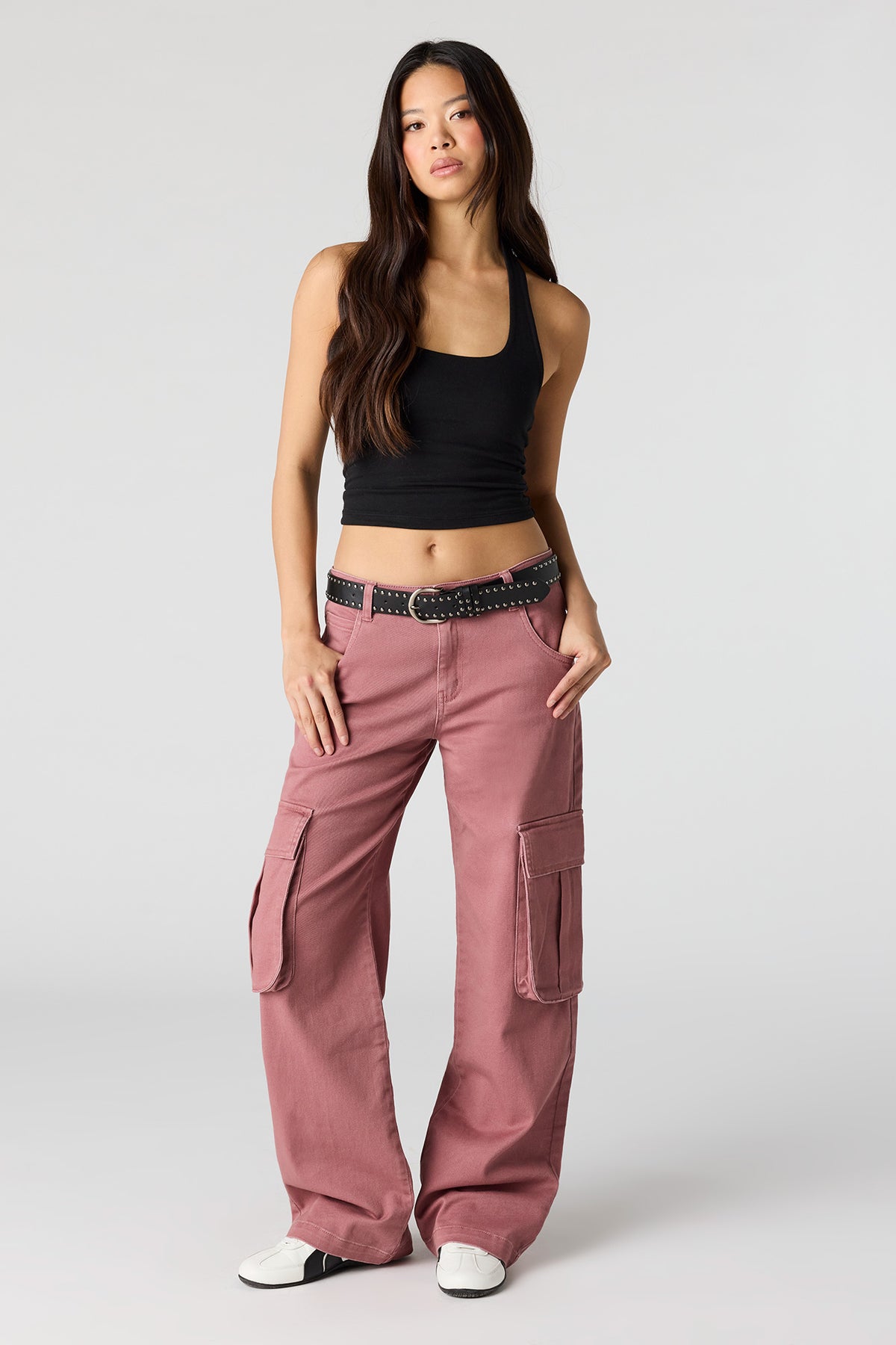 Belted Baggy Cargo Pant - Mauve
