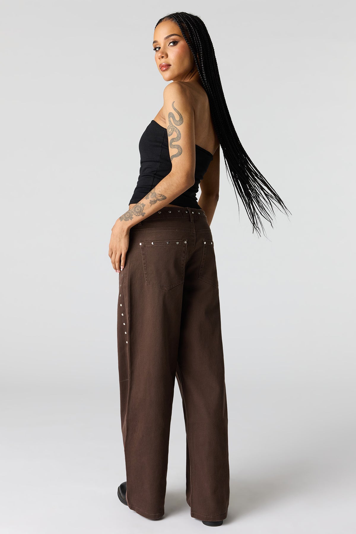 Alt View 3. Studded Baggy Pant - Brown