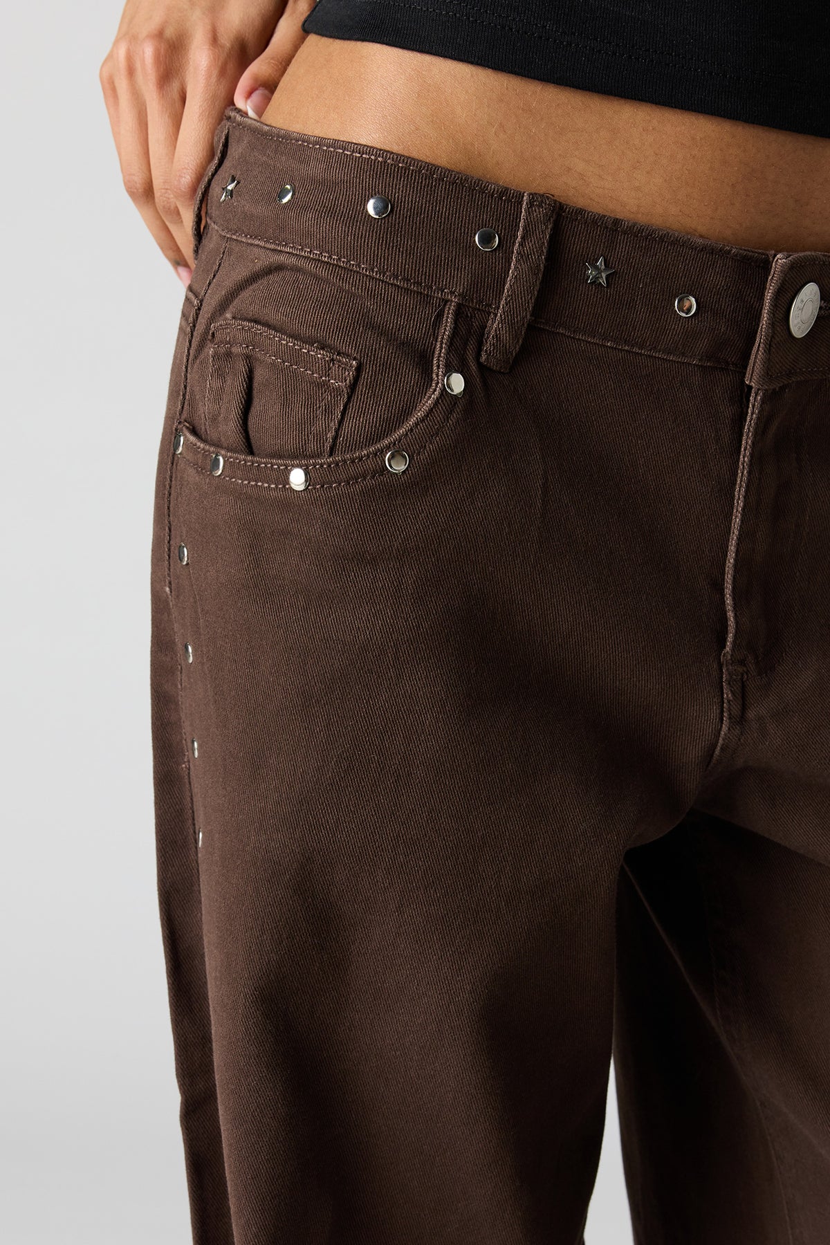 Alt View 4. Studded Baggy Pant - Brown
