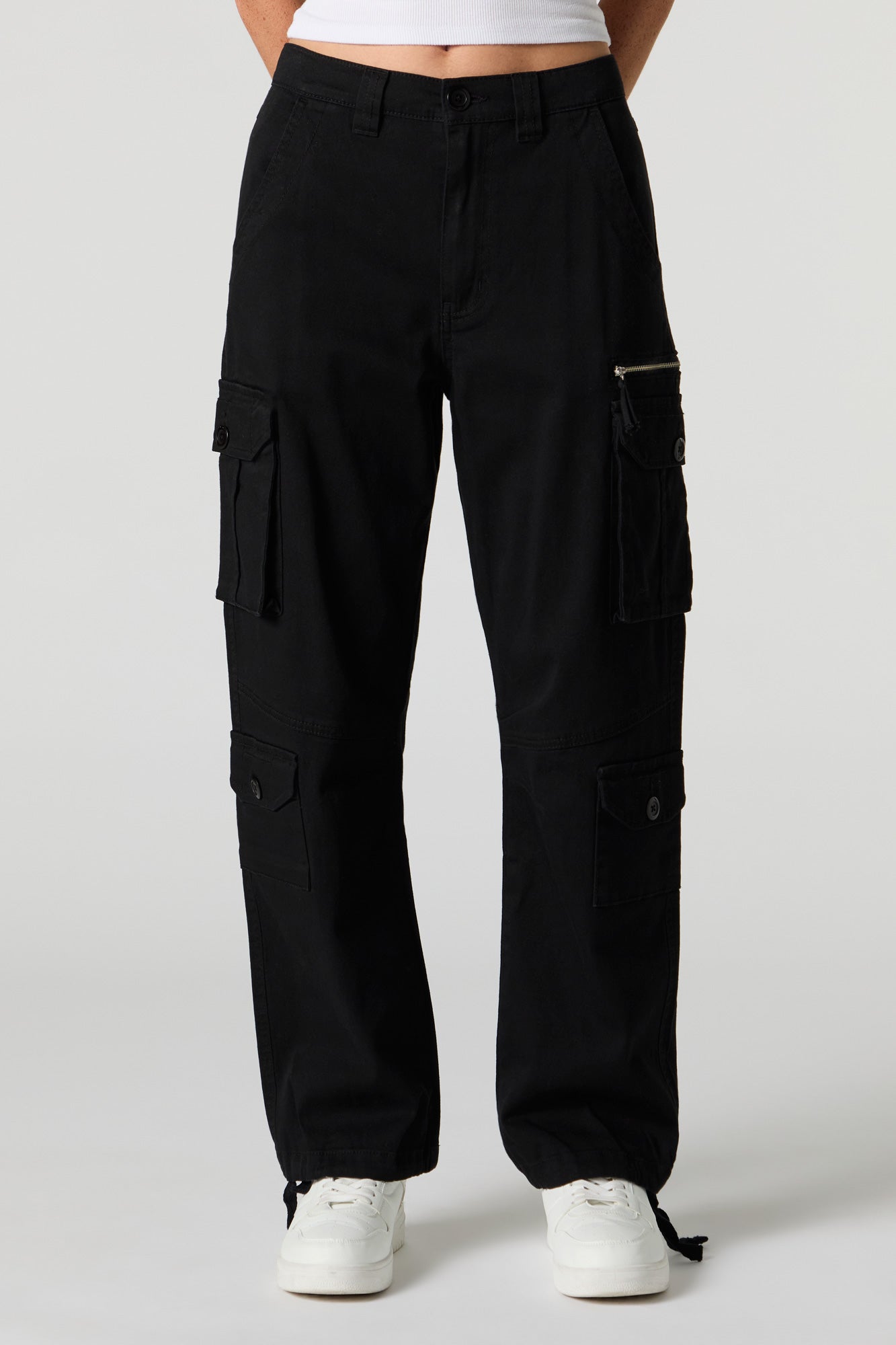 Tie Hem Straight Leg Cargo Pant