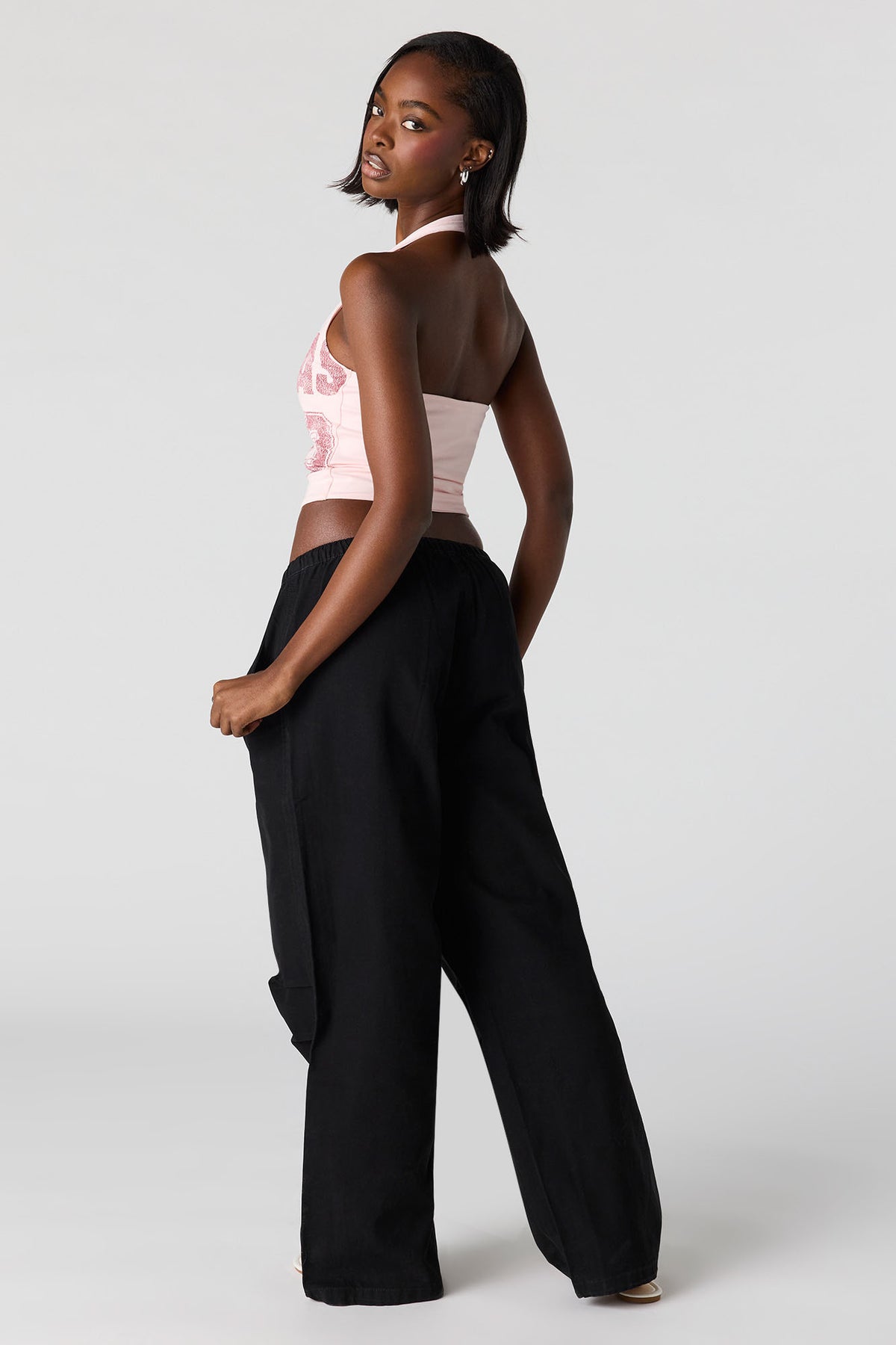 Alt View 3. Drawstring Parachute Pant - Black
