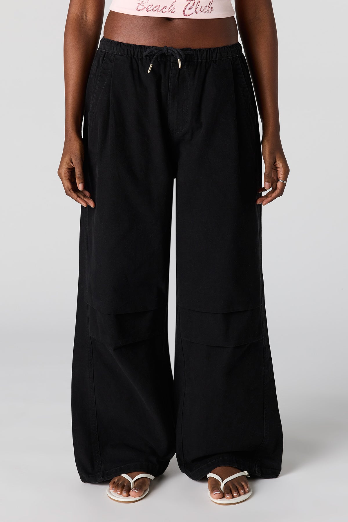 Alt View 2. Drawstring Parachute Pant - Black