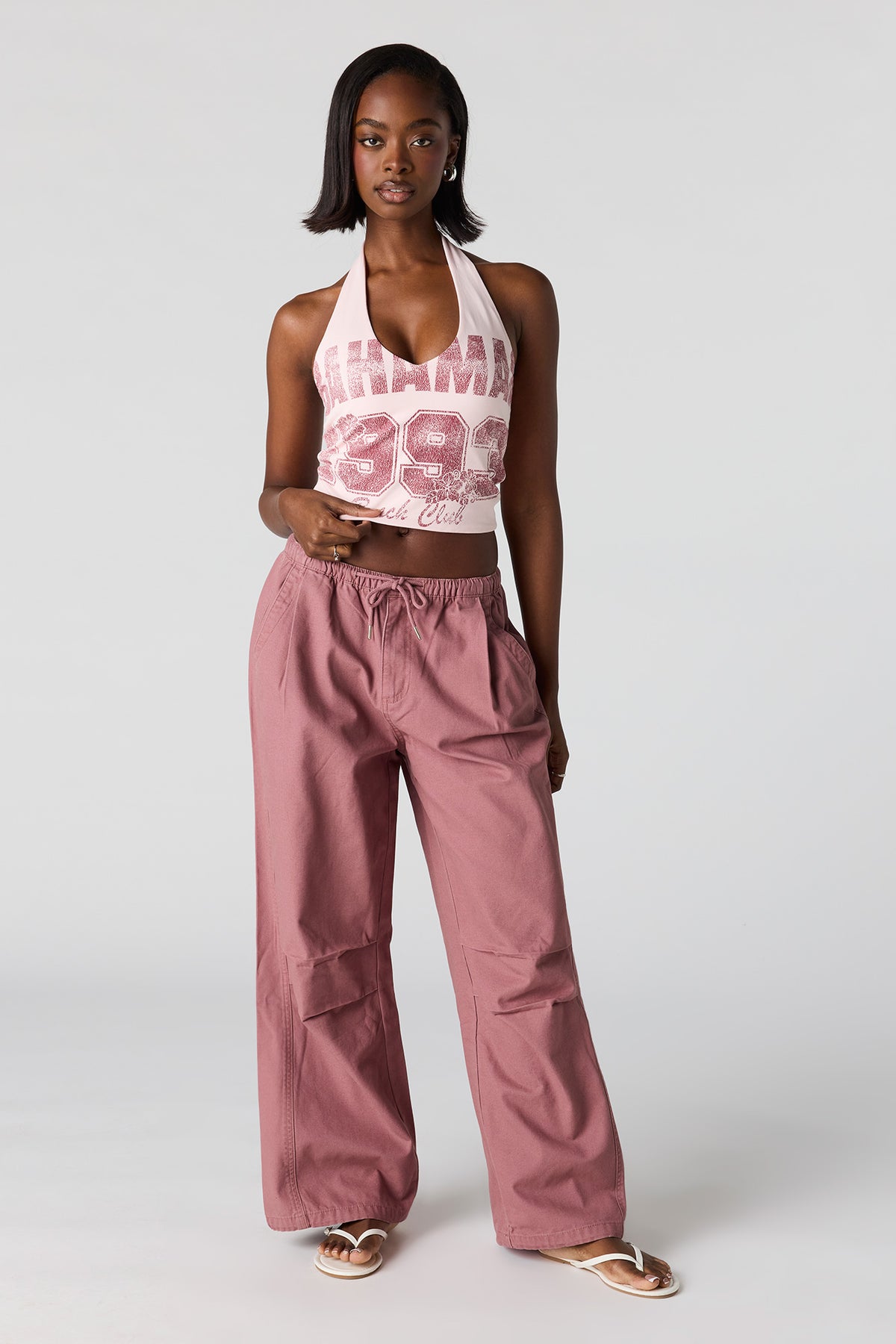 Alt View 2. Drawstring Parachute Pant - Mauve