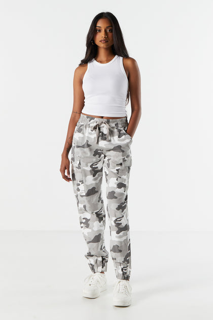 Khaki Camo Extreme Baggy Shell Cargo Trousers  PrettyLittleThing