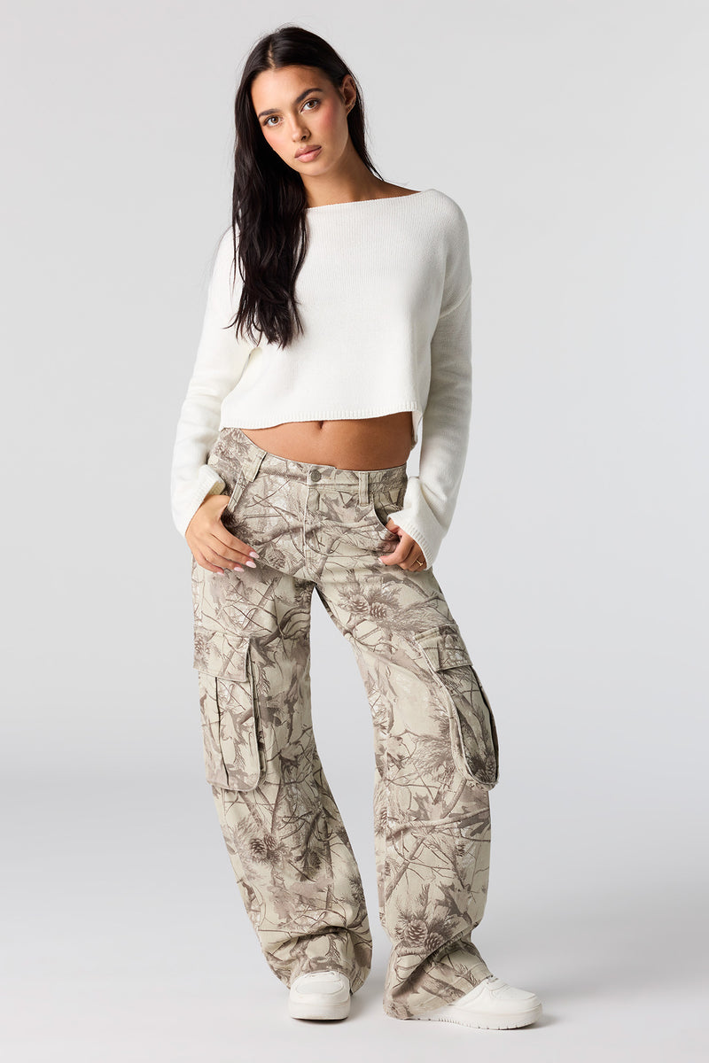 Denim Wide Leg Cargo Pant