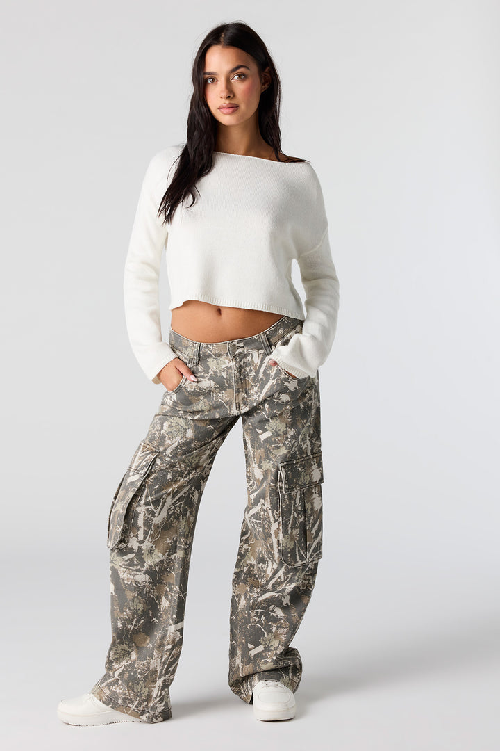 Denim Wide Leg Cargo Pant