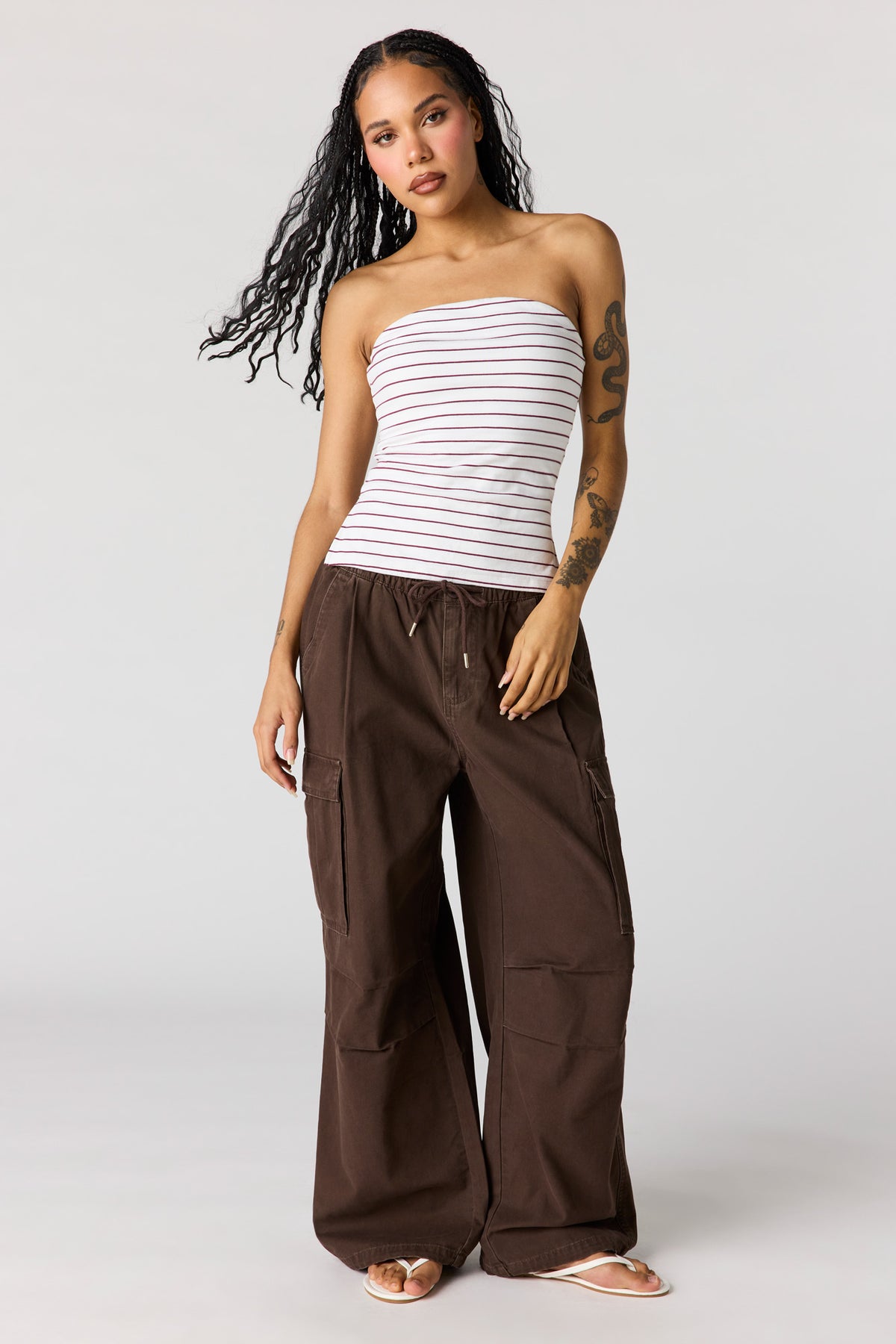 Canvas Parachute Cargo Pant - Brown