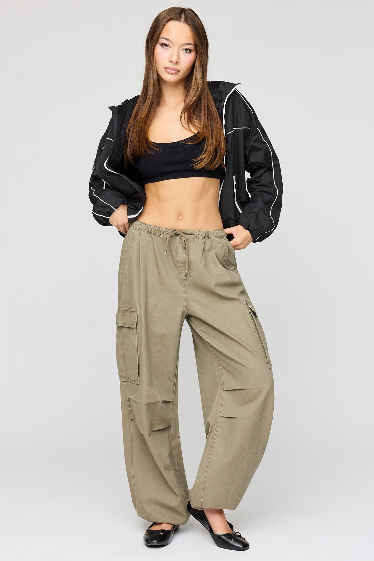 Canvas Parachute Cargo Pant - Dark Green