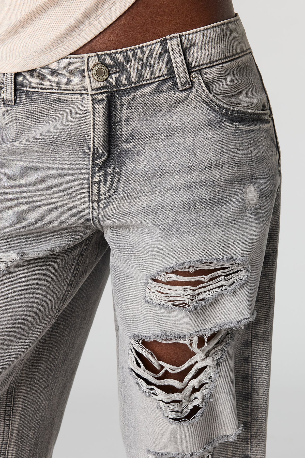 Alt View 4. London Ripped Low Rise Super Baggy Jean - Charcoal