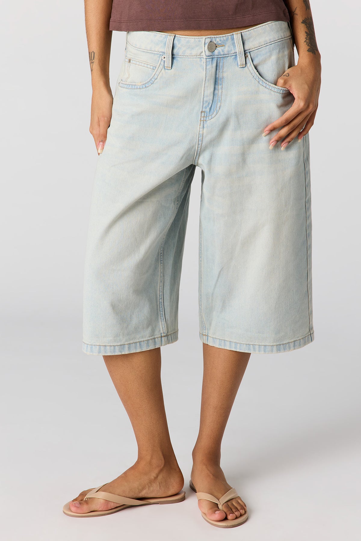 Alt View 3. Low Rise Jort 16" - Light Denim Blue