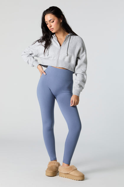 Legging en molleton uni sans couture à taille haute