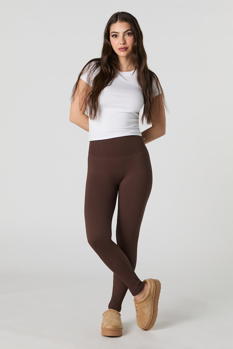Legging côtelé sans couture à taille haute