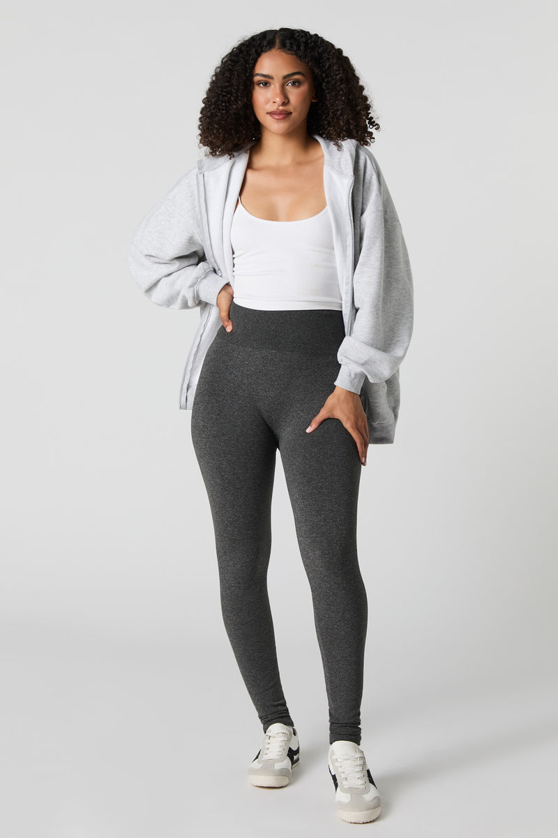 Legging sans couture doublé de molleton à taille haute