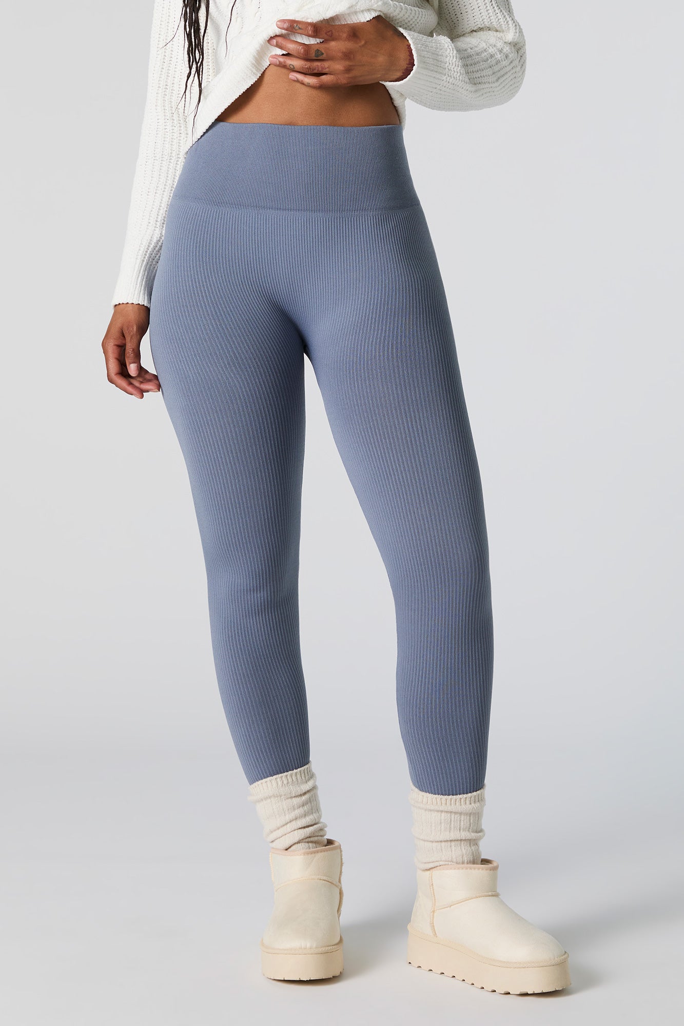 Legging côtelé sans couture à taille haute