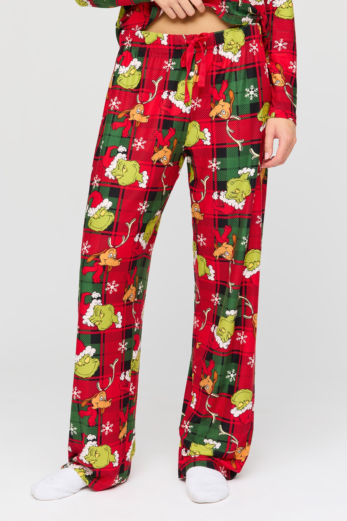Alt View 3. The Grinch Button Up Top & Pant Pajama Set - Black