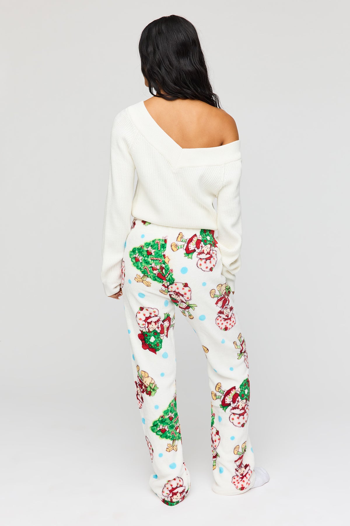 Alt View 3. Strawberry Shortcake Christmas Pajama Pant - White