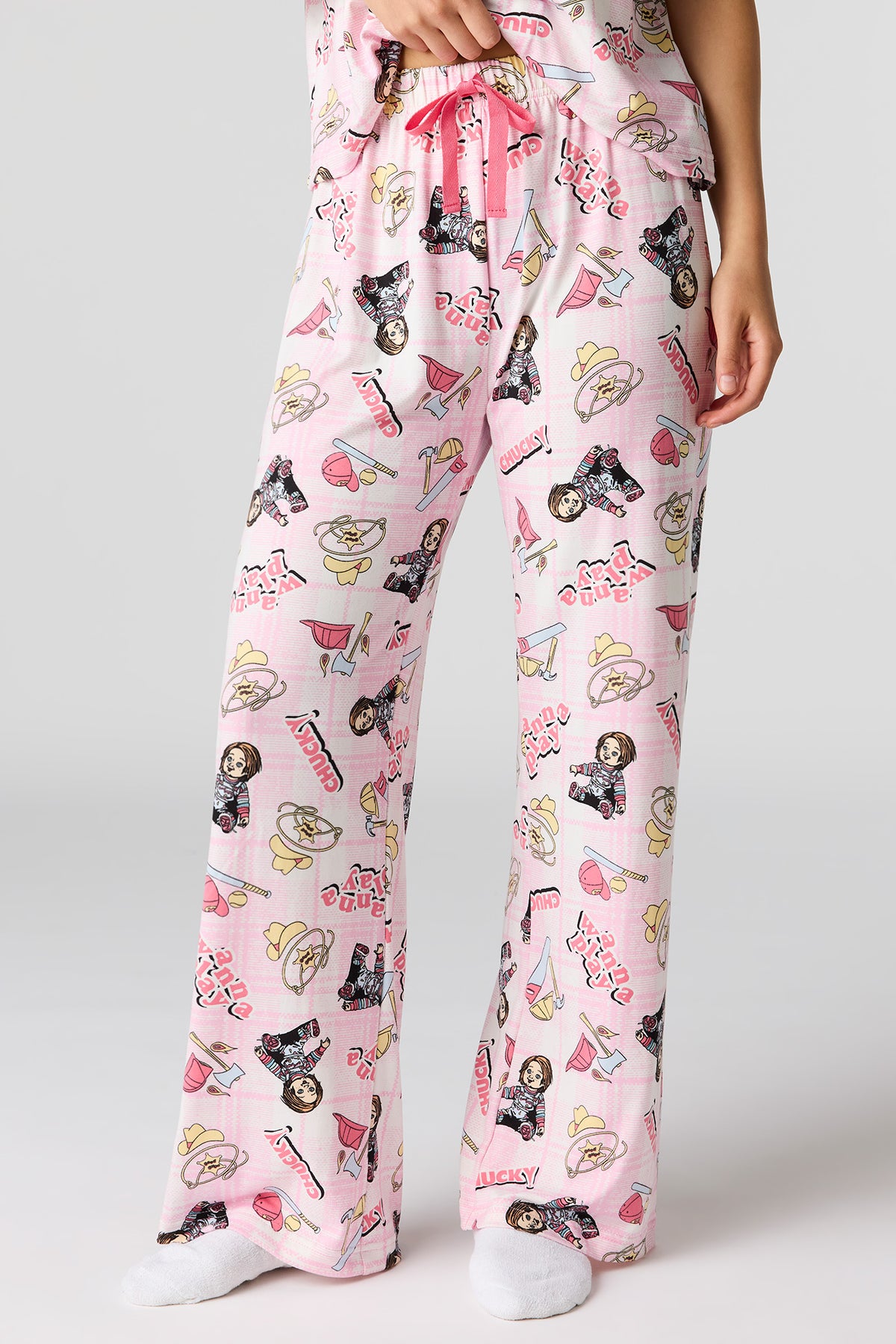 Alt View 3. Halloween Printed Button-Up Top & Pajama Pant Set - Light Pink